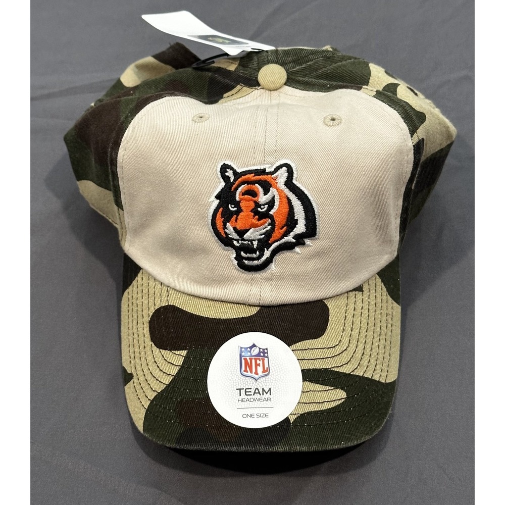 NWT NFL Team Headwear Cincinnati Bengals Adjustable Camo Hat- One Size‎
